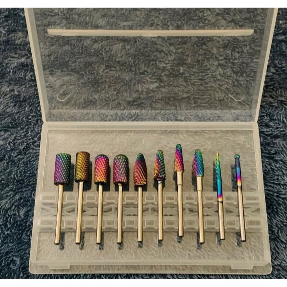 New Nail Drill Bits Set, 10pcs Tungsten Carbide Nail Bits for Nail Drill